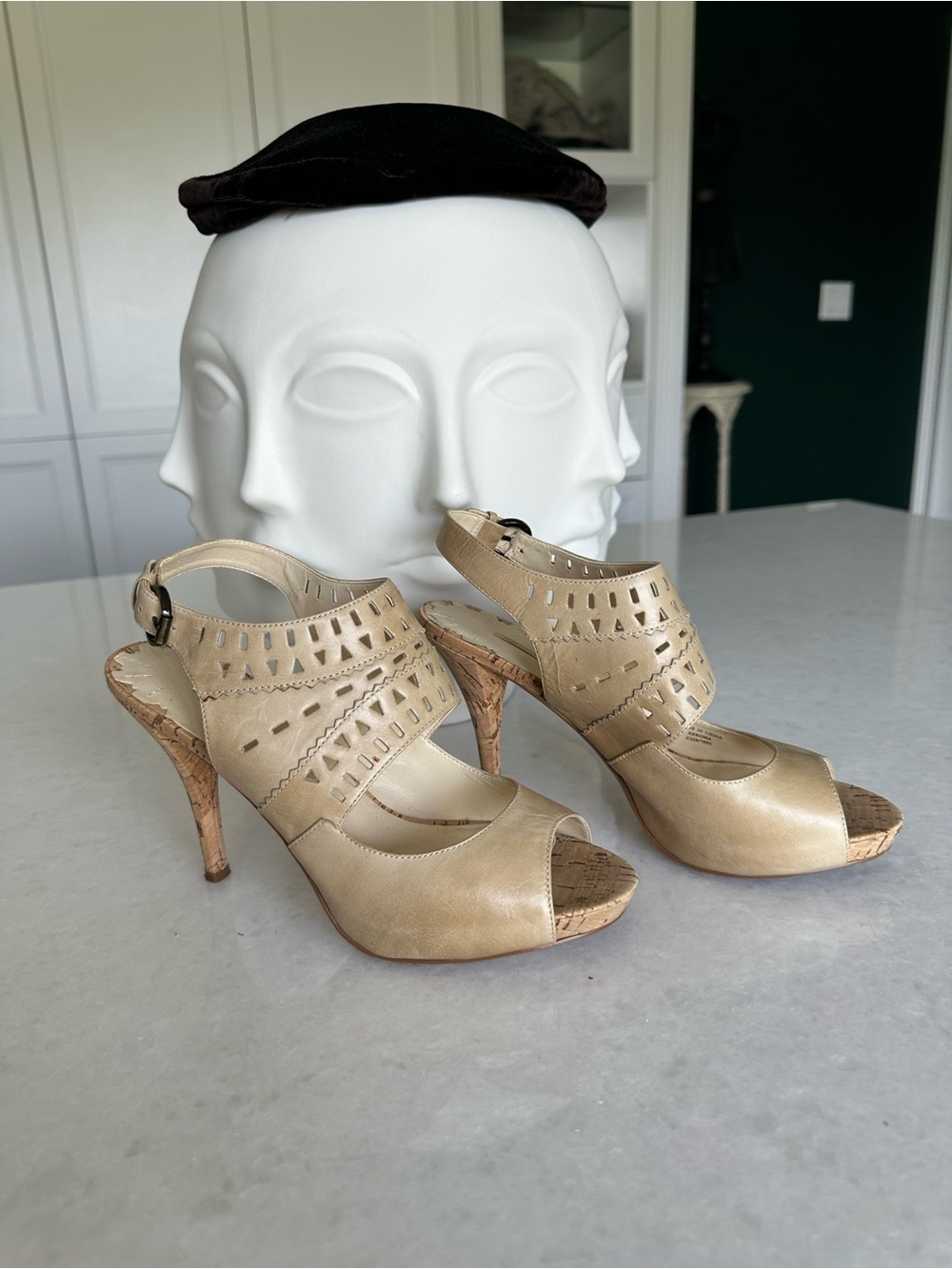 Max Studio Peep-Toe Slingback Heels